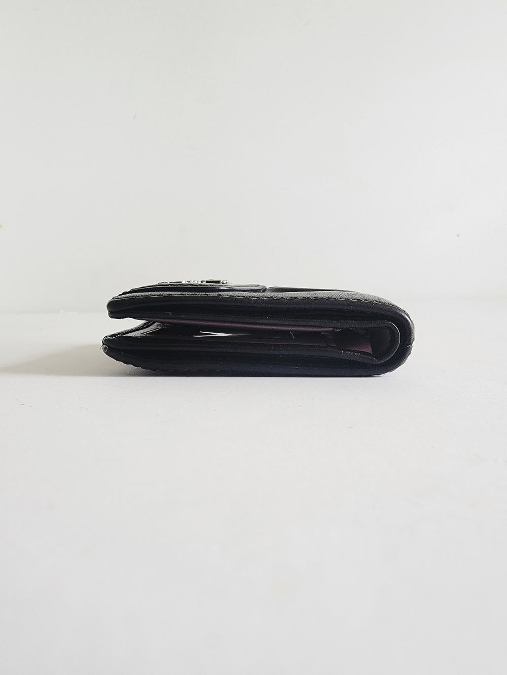 COACH Mini Small Black Leather Bifold Wallet with Horse & Carriage Logo Tiny - Picture 6 of 16